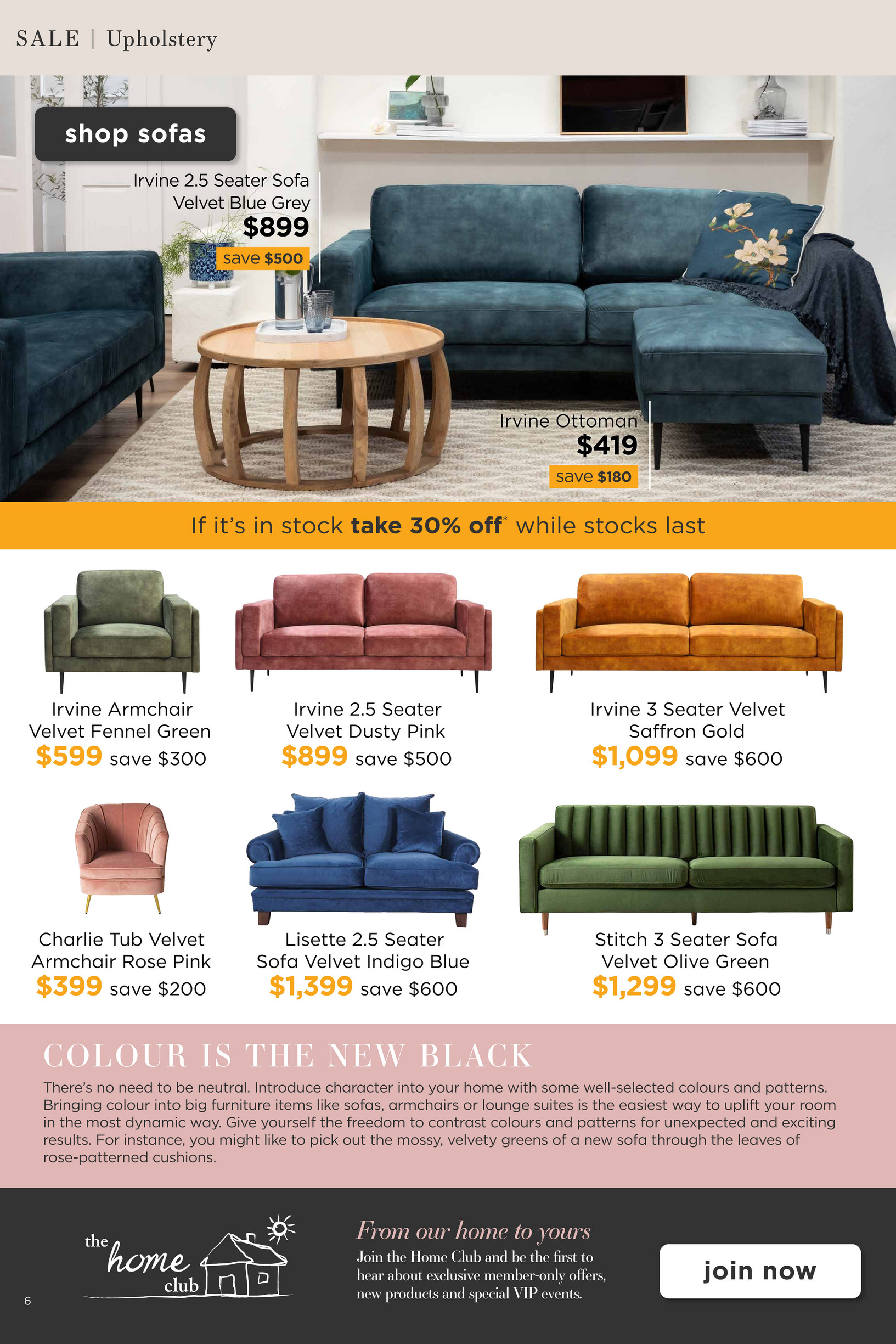 Early settler velvet sofa sales