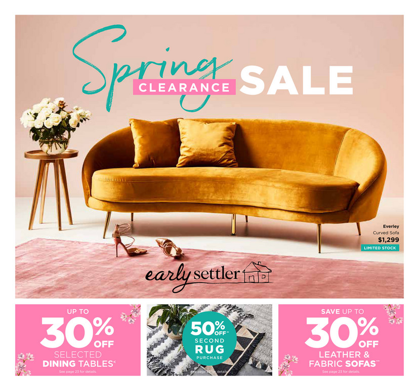 Early Settler Spring Sale Catalogue Page 1